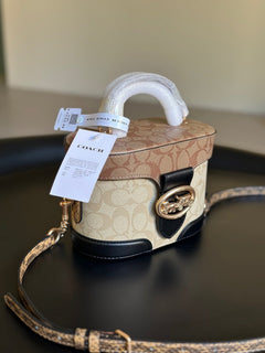 Coach Georgie Gem Crossbody Bag Shouder Khaki Bege Ferragens Douradas
