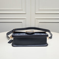 Coach Morgan Signature Shoulder Bag Azul Navy Ferragens Douradas