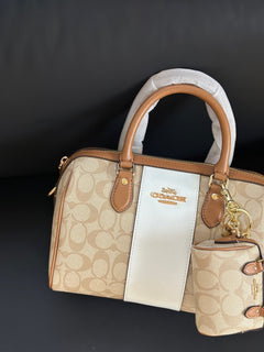 Coach Rowan Satchel Khaki Saddle Chalk