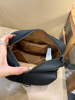 Bolsa Transversal Coach Warner em Canvas Signature Khaki Black