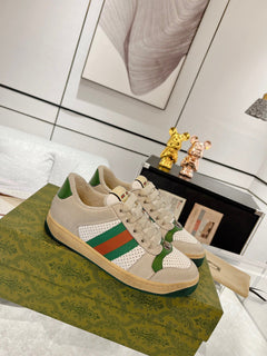 Gucci Screener GG Canvas White Perforated Leather