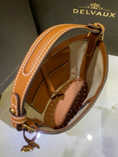 Delvaux Pin Mini Bucket Canvas Caramelo