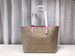 Coach City Tote Signature Canvas Khaki / Pink