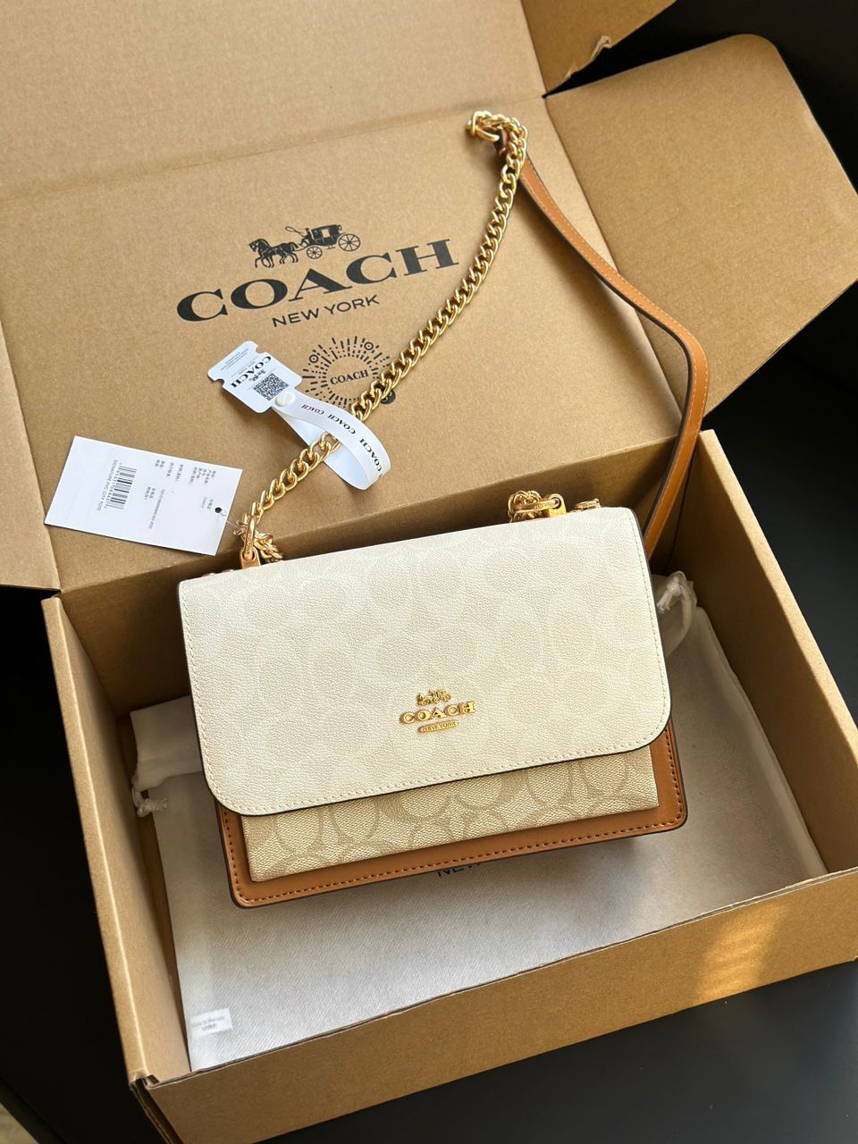 Coach Mini Klare Crossbody Bag Off White Ferragens Douradas