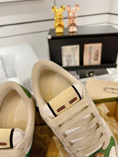 Gucci Screener GG Canvas White Perforated Leather