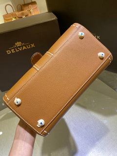 Delvaux Brillant Mini Leather Bag Camel Ferragens Douradas