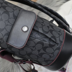 Coach Hudson Backpack Signature Canvas Black / Bordô