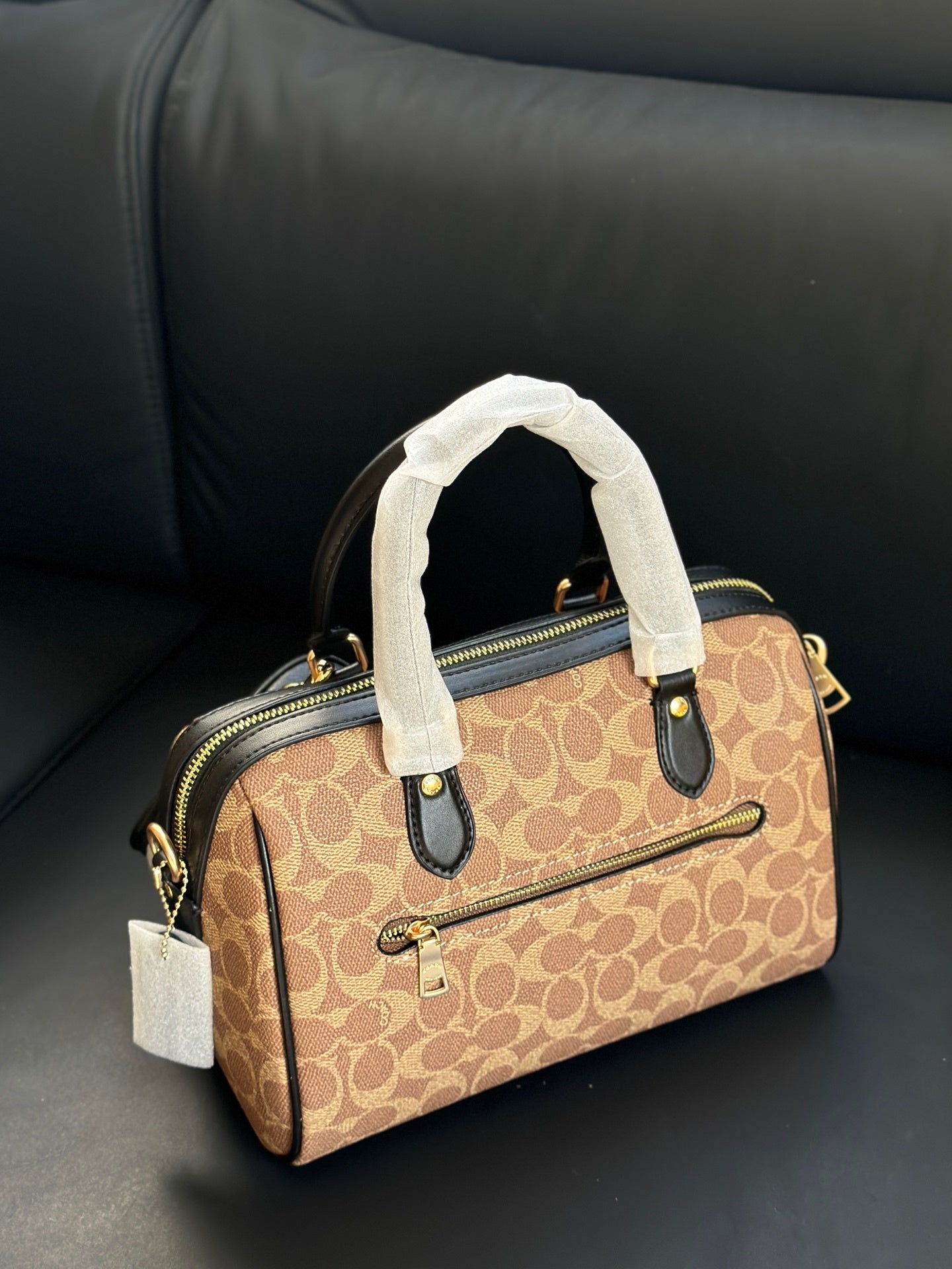 Coach Rowan Satchel Khaki Black