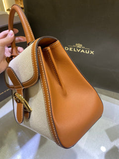 Delvaux Brillant Mini Leather Bag Off White / Caramelo