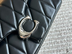 Coach Tabby 26 Matelassê  Preto Ferragens Prata