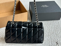 Coach Tabby 26 Matelassê  Preto Ferragens Prata
