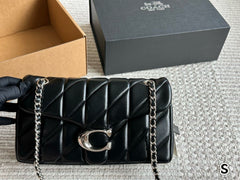 Coach Tabby 26 Matelassê  Preto Ferragens Prata