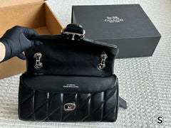 Coach Tabby 26 Matelassê  Preto Ferragens Prata