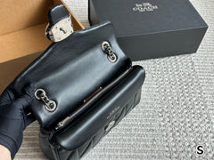 Coach Tabby 26 Matelassê  Preto Ferragens Prata