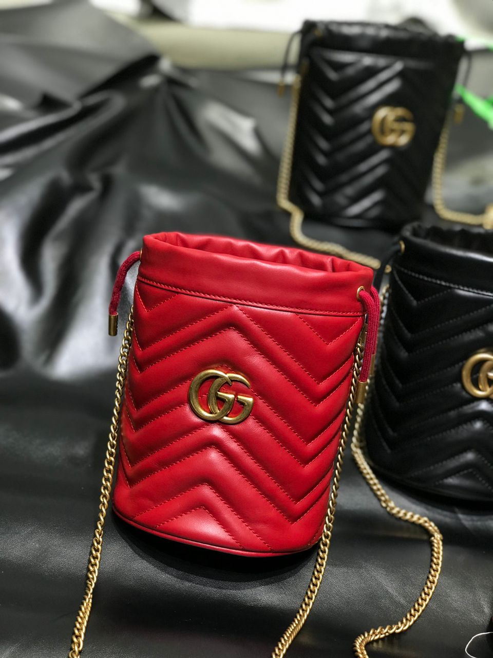 Gucci GG Marmont Mini Bucket Red Bag