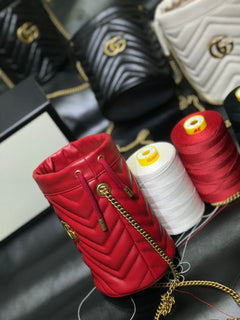 Gucci GG Marmont Mini Bucket Red Bag