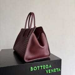 Bolsa Bottega Veneta Barbara Tote em Couro Bordô Estruturado .