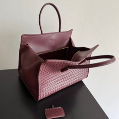 Bolsa Bottega Veneta Barbara Tote em Couro Bordô Estruturado .