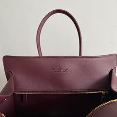 Bolsa Bottega Veneta Barbara Tote em Couro Bordô Estruturado .