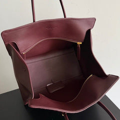 Bolsa Bottega Veneta Barbara Tote em Couro Bordô Estruturado .