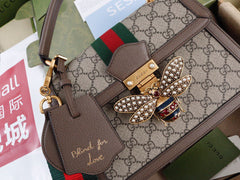 Gucci Queen Margaret Top Handle Bag GG Supreme Bee .