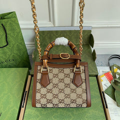 Gucci Diana Jumbo GG Tote Bag Small Camel/Ebony