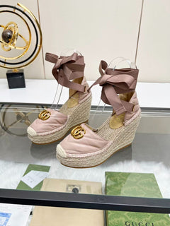 Gucci Marmont Espadrille Anabela Rosa