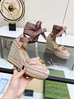Gucci Marmont Espadrille Anabela Rosa