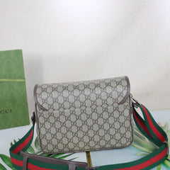 Gucci GG Supreme Web Messenger Bag Canvas Bege .