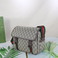 Gucci GG Supreme Web Messenger Bag Canvas Bege .