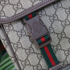 Gucci GG Supreme Web Messenger Bag Canvas Bege .