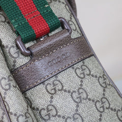 Gucci GG Supreme Web Messenger Bag Canvas Bege .