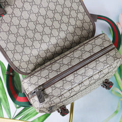 Gucci GG Supreme Web Messenger Bag Canvas Bege .