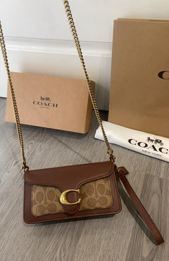 Coach Tabby Chain Crossbody 19 Signature Canvas Tan/Rust .