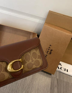 Coach Tabby Chain Crossbody 19 Signature Canvas Tan/Rust .