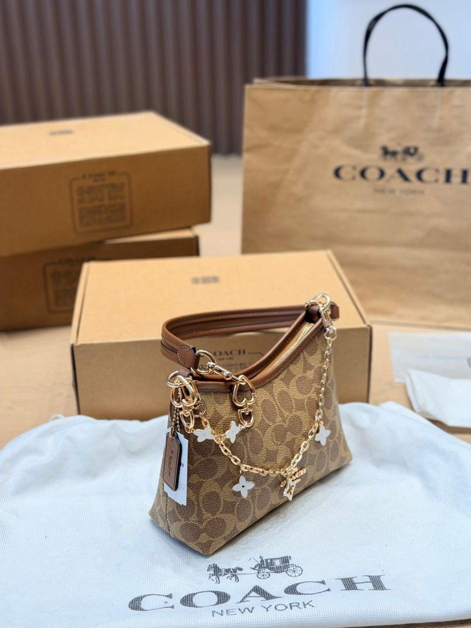 Coach Laurel Midnight Charm Shoulder Bag Brown