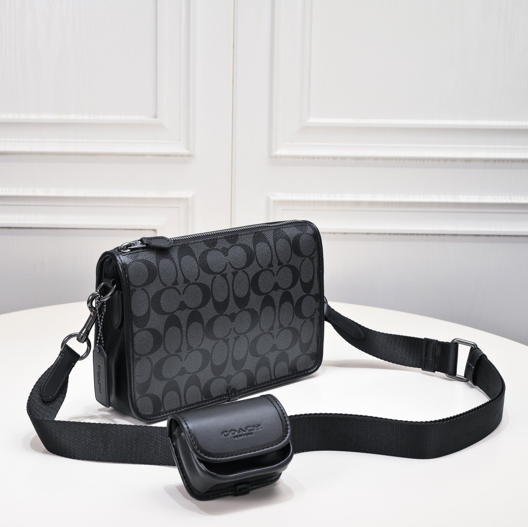 Coach Axel Compact Crossbody Bag Black
