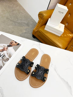 CELINE TRIOMPHE MULE in CALFSKIN Black