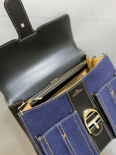 Delvaux Brillant Mini Denim Navy Blue