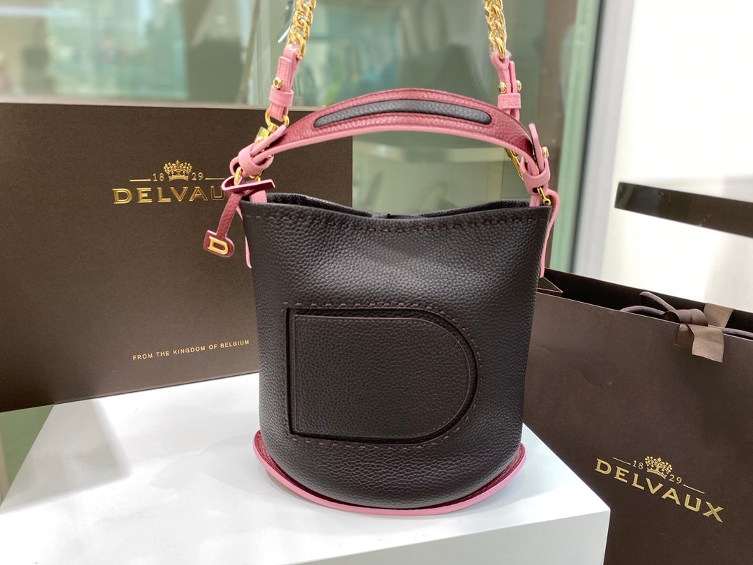 Delvaux Pin Mini Bucket Black / Pink