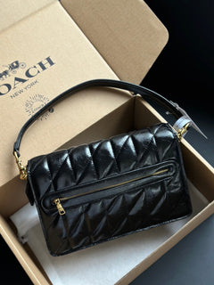 Coach Quilted Chain Tabby Preto Ferragens Douradas