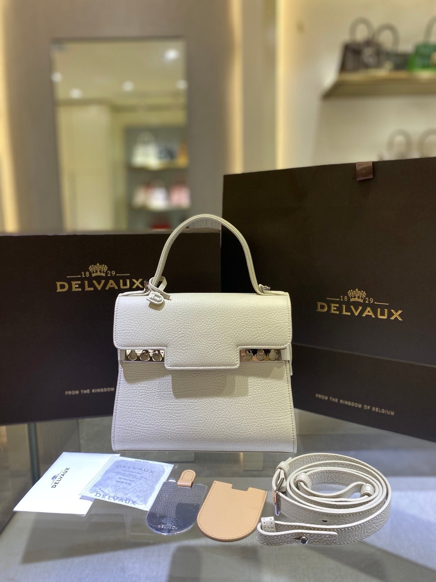 Delvaux Tempête MM Off White Ferragens Prata