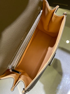 Delvaux Brillant Mini Leather Bag Cinza Taupe Ferragens Prata
