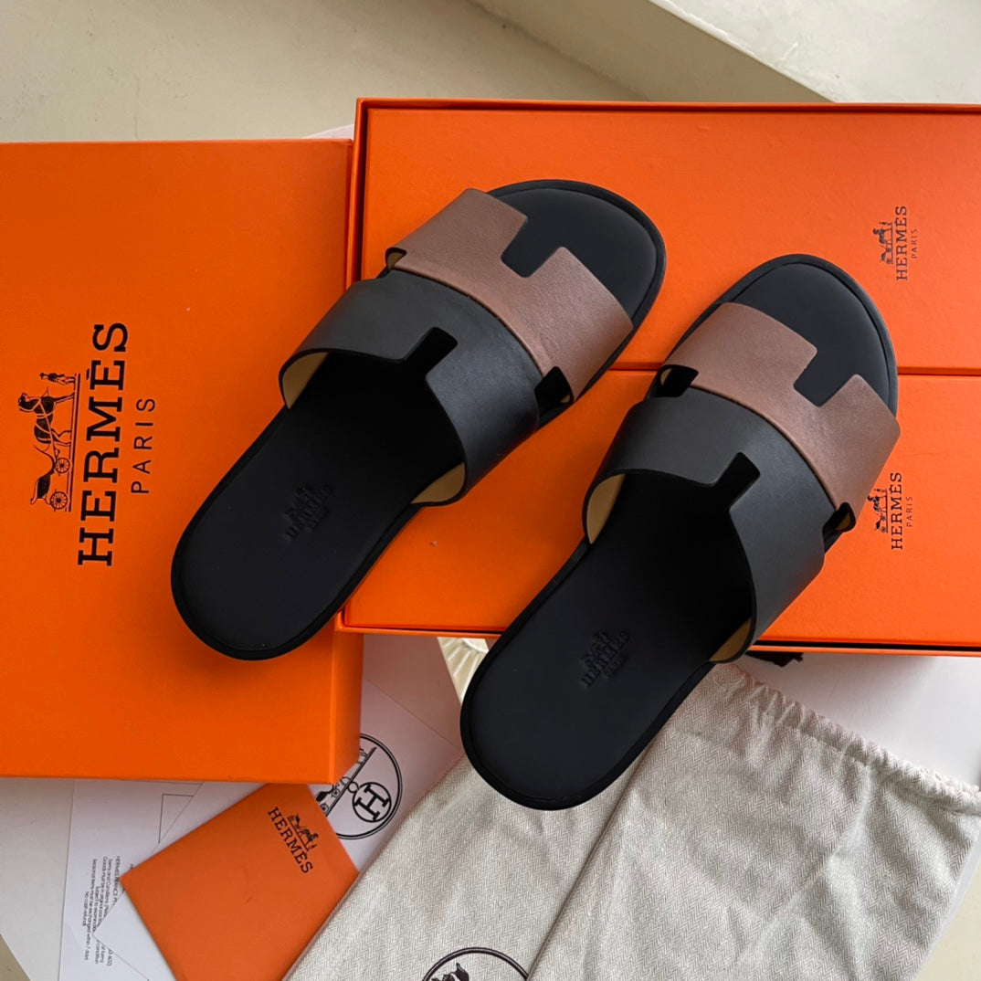 Hermes Izmir black brown Sandal.