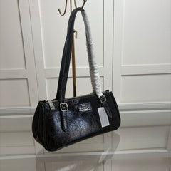 Coach Asher Shoulder Bag Shiny Crinkle Leather Black