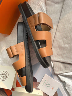 Hermes Chypre Sandal Naturel Black Smooth Calfskin Leather.