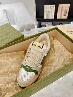 Gucci Screener GG Canvas White Perforated Leather