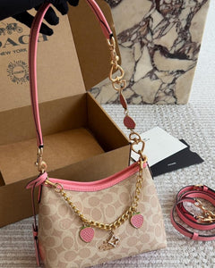 Coach Laurel Midnight Charm Shoulder Bag Beje/Pink