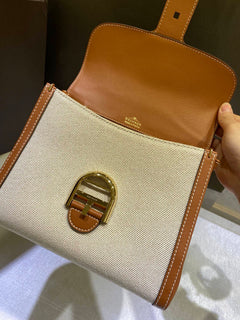 Delvaux Brillant Mini Leather Bag Off White / Caramelo