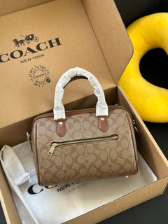 Coach Rowan Satchel Beje / Brown Signature Canvas